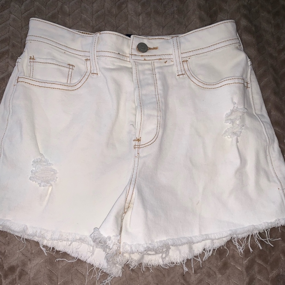 White High Rise Shorts